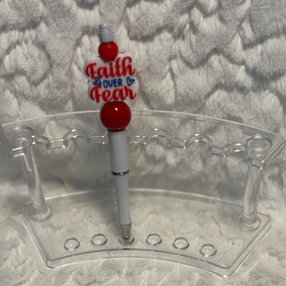 Red and White Faith Over Fear Pencil Case
